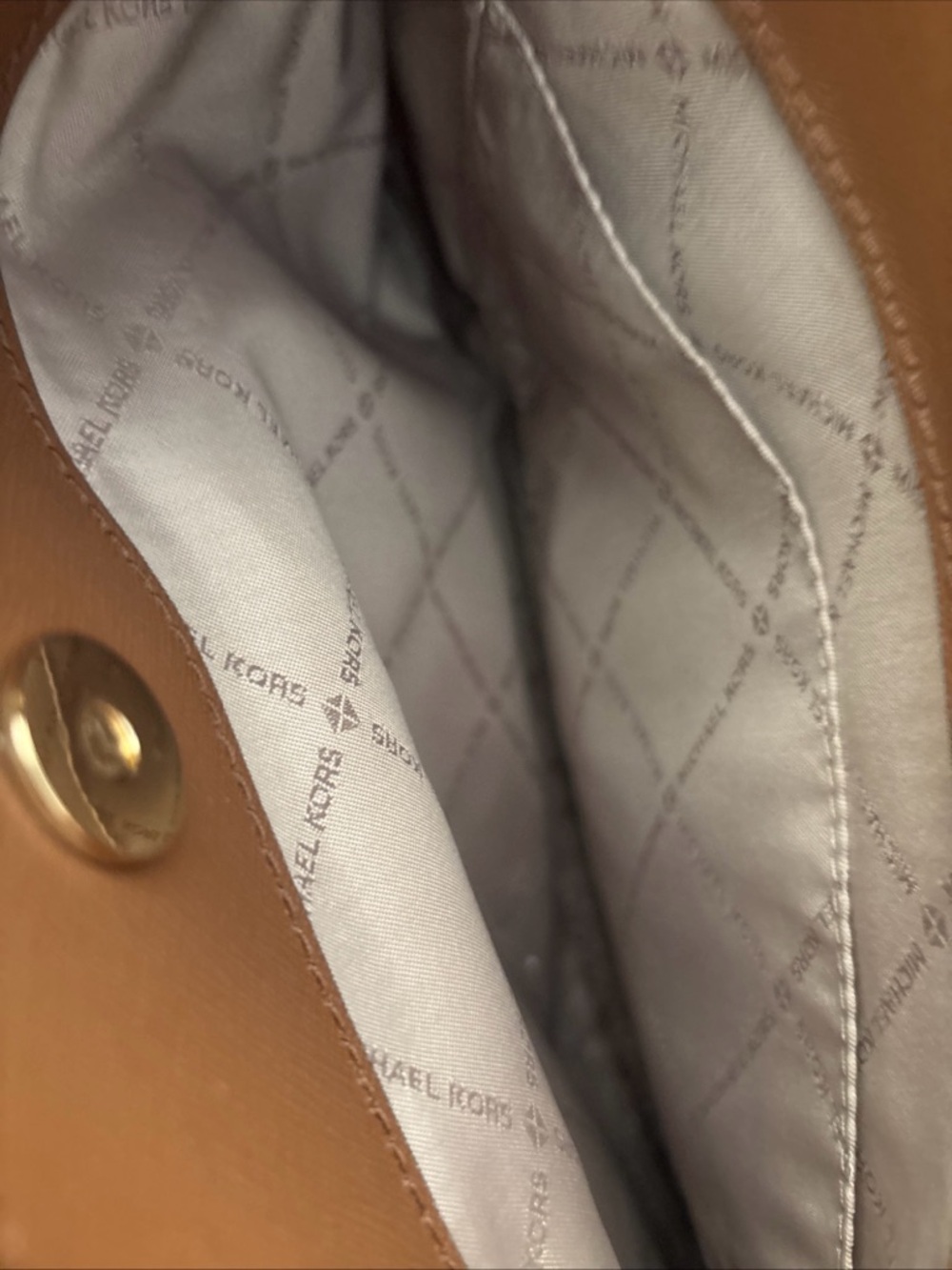 Michael Kors Brown Monogram Duffel with Tan Leather Trim - Picture 15 of 16